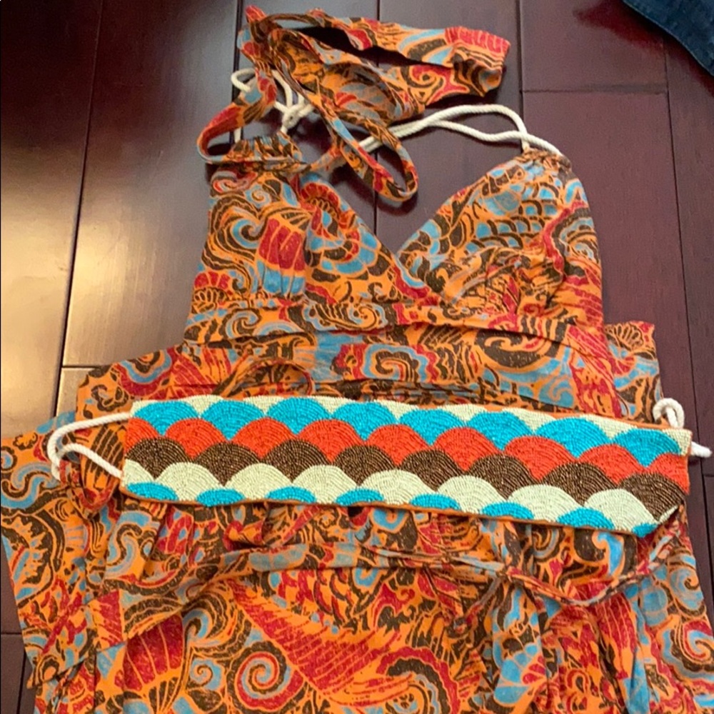 Anthropologie halter dress with removable belt